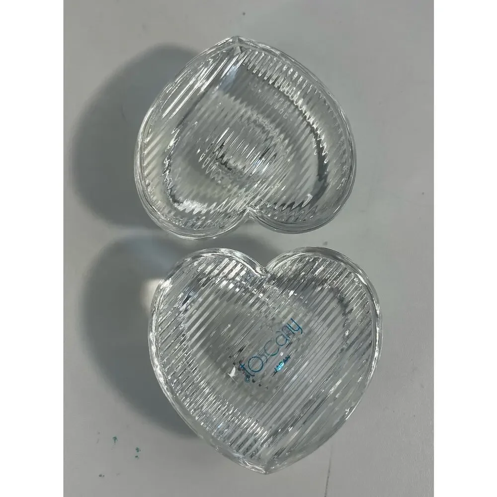 Vintage Toscany Candle Holders Taper Heart Shape Clear Glass Japan